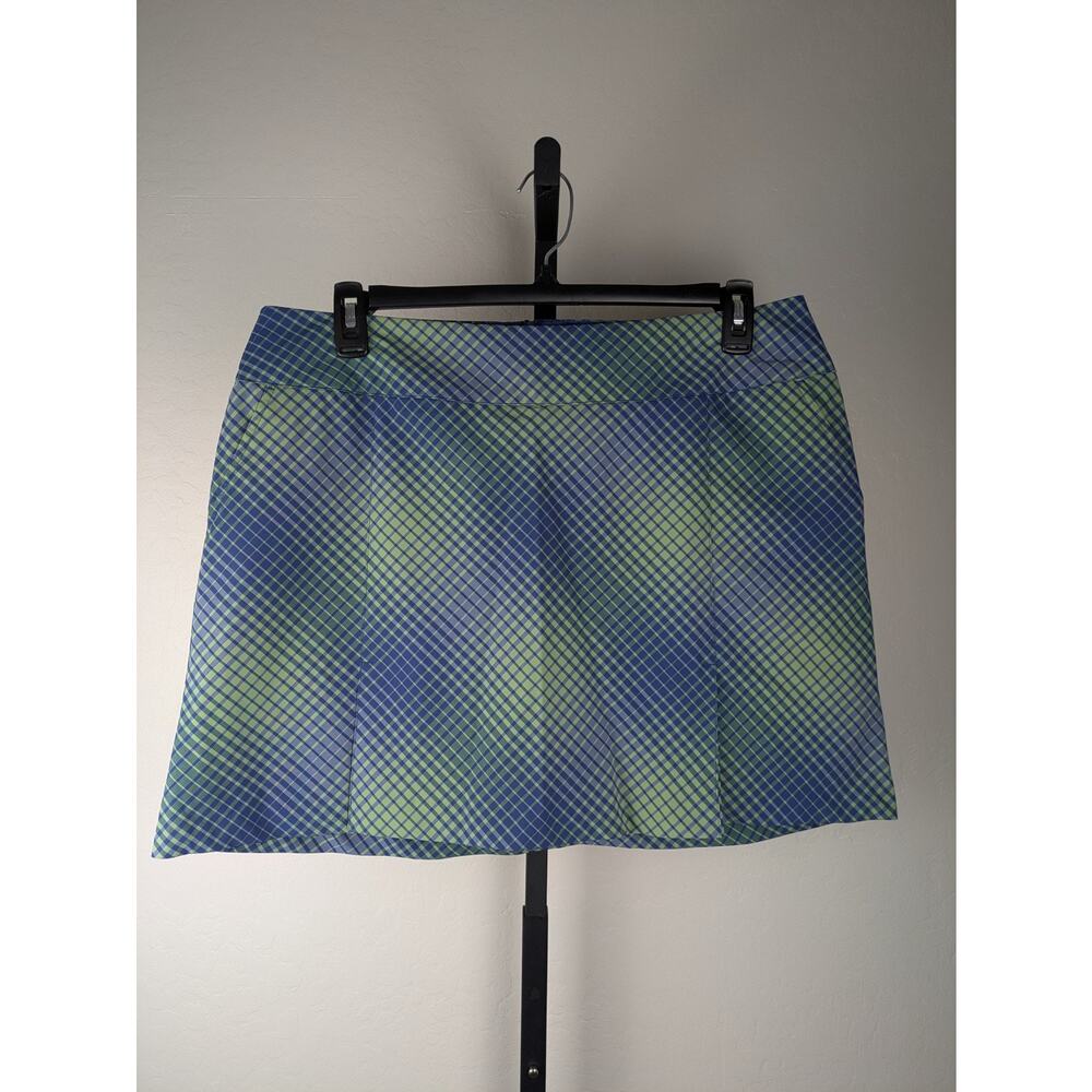 Nike Golf Blue and Green Plaid Print Skort Jersey Knit Short